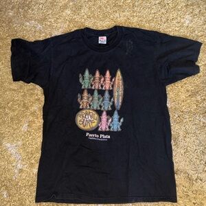 Black Graphic T-Shirt with Surfboard Design